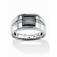 thumbnail image 1 of PalmBeach Jewelry Men's Bezel-Set Genuine Charcoal Hematite and White Sapphire Ring .36 TCW in Yellow Gold-Plated or Platinum-Plated Sterling Silver, 1 of 7