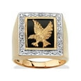 thumbnail image 1 of PalmBeach Jewelry Men's Black Onyx and Diamond Accent Eagle Ring in 14k Gold-plated Sterling Silver, 1 of 6