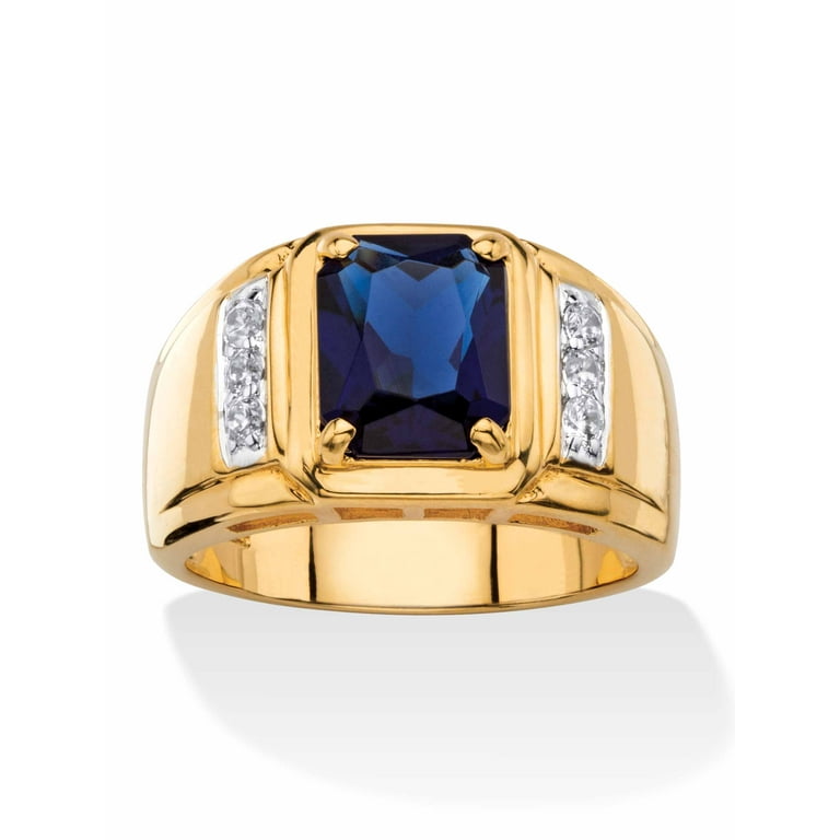 Men's Stunning 14k Gold Plated 1.5 Carat Sapphire CZ Accented Ring ~ Size 8 retailer