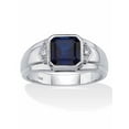 thumbnail image 1 of PalmBeach Jewelry Men's Created Blue Sapphire and Diamond Accent Ring 1.27 TCW in Solid 10K Yellow Gold or Platinum-Plated Sterling Silver, 1 of 6