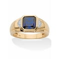 thumbnail image 1 of PalmBeach Jewelry Men's Created Blue Sapphire and Diamond Accent Ring 1.27 TCW in Solid 10K Yellow Gold or Platinum-Plated Sterling Silver, 1 of 6