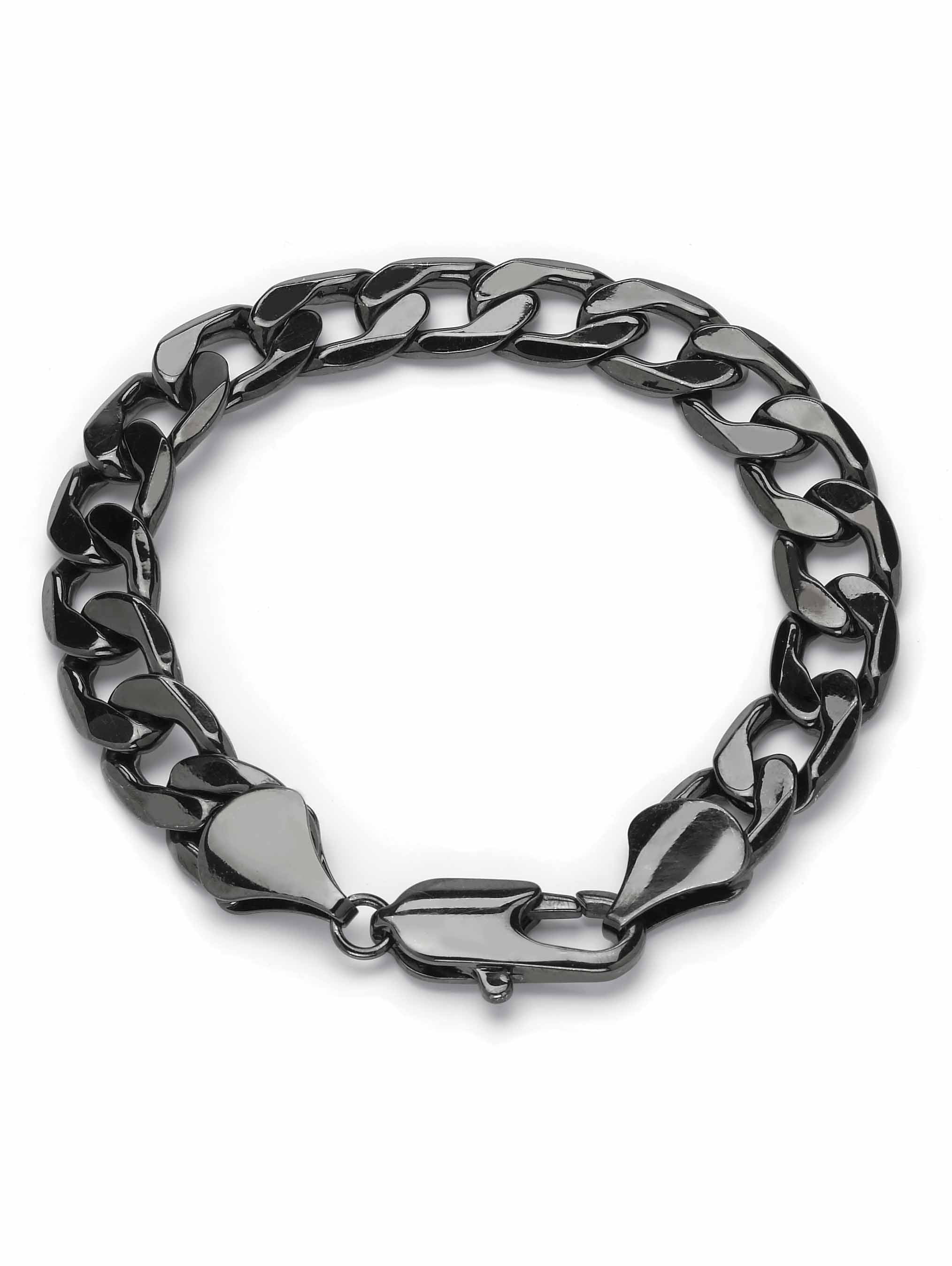 PalmBeach Jewelry Men's Curb-Link Chain Bracelet Black Ruthenium-Plated 9" (12mm)