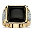 thumbnail image 1 of PalmBeach Jewelry Men's Cushion-Cut Genuine Black Onyx and CZ Cabochon Ring .72 TCW Gold-Plated, 1 of 4