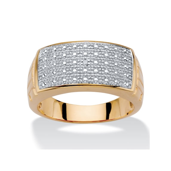 PalmBeach Jewelry Men's Diamond Accent 18k Gold-Plated Two-Tone Textured Dome Ring