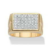 PALMBEACH JEWELRY Men's Diamond Accent 18k Gold-Plated Two-Tone Watchband-Style Grid Ring