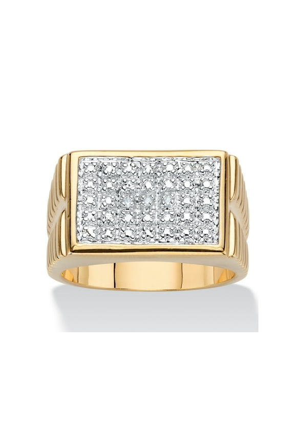 Men's Diamond Accent 18k Gold-Plated Two-Tone Watchband-Style Grid Ring
