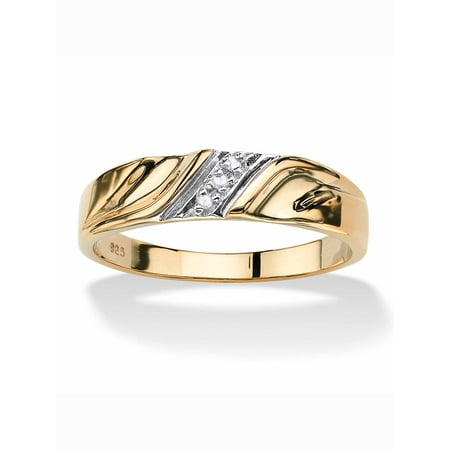 Palm Beach Jewelry Men's Diamond Accent 18k Gold over Sterling Silver Diagonal Wedding Band Ring
