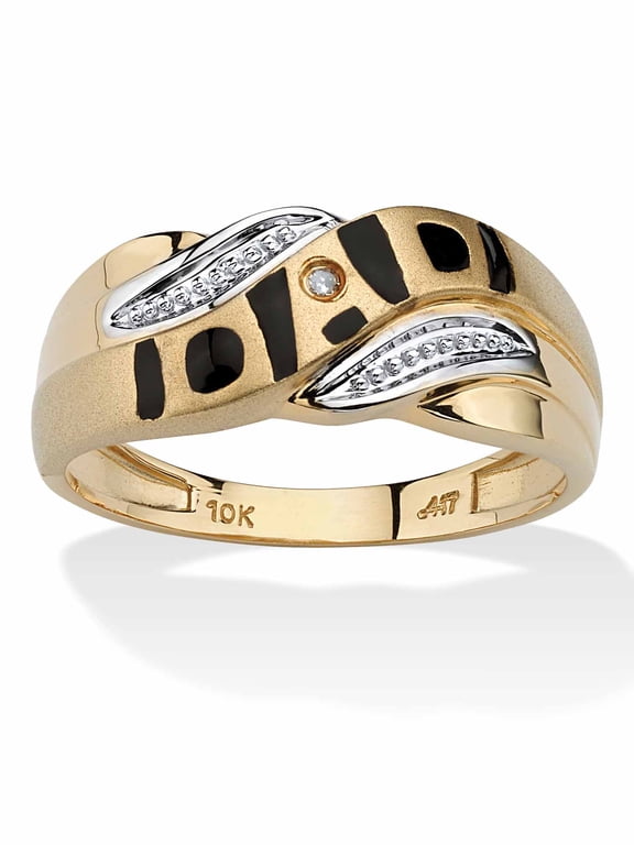 Men's Diamond Accent "Dad" I.D. Ring in Solid 10k Yellow Gold