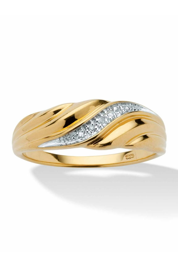 Men's Diamond Accent Ring in 18k Gold-Plated or Platinum-Plated Sterling Silver