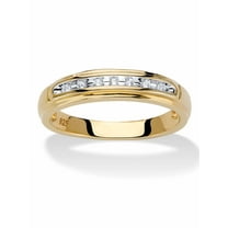 PalmBeach Jewelry Men's Diamond Accent Single Row Wedding Band in 18k Gold-plated Sterling Silver 2.5 mm