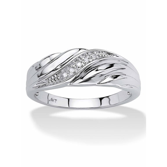 PalmBeach Jewelry Men's Diamond Accent Solid 10k White or Yellow Gold Swirled Wedding Band Ring