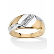 PALMBEACH JEWELRY Men's Diamond Accent Two-Tone 18k Gold-plated Sterling Silver Diagonal Ring