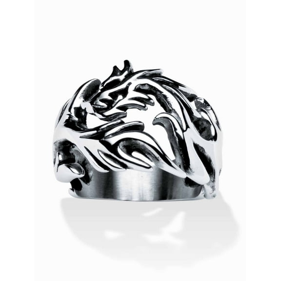 PalmBeach Jewelry Men's Dragon Cutout Ring in Stainless Steel Sizes 9-16