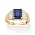 thumbnail image 1 of PalmBeach Jewelry Men's Emerald-Cut Created Blue Sapphire and Diamond Accent Ring 2.30 TCW in Solid 10k Yellow Gold, 1 of 6