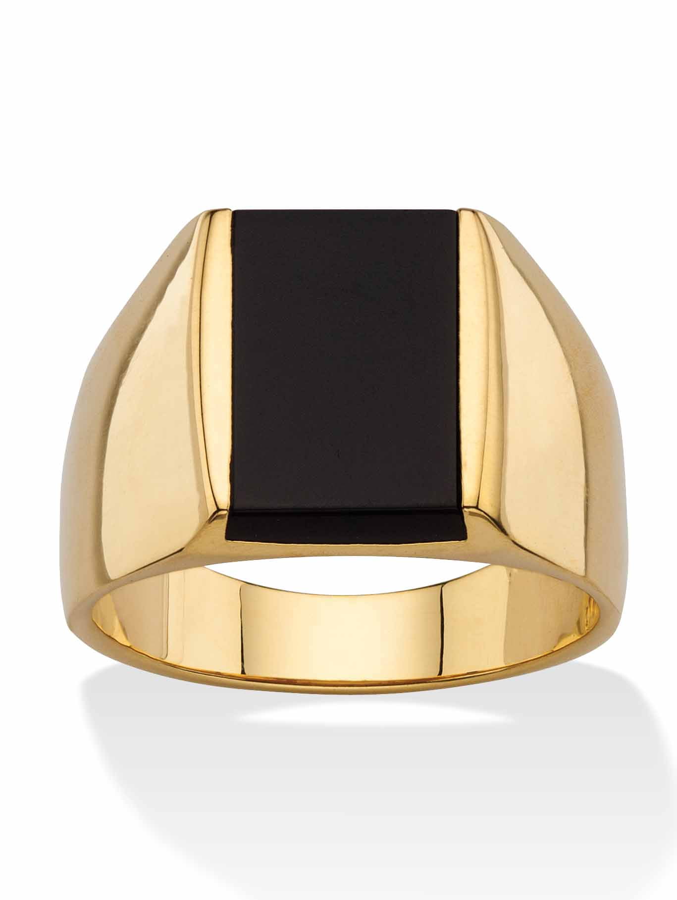 PalmBeach Jewelry Men's Emerald-Cut Genuine Black Onyx Classic Ring ...