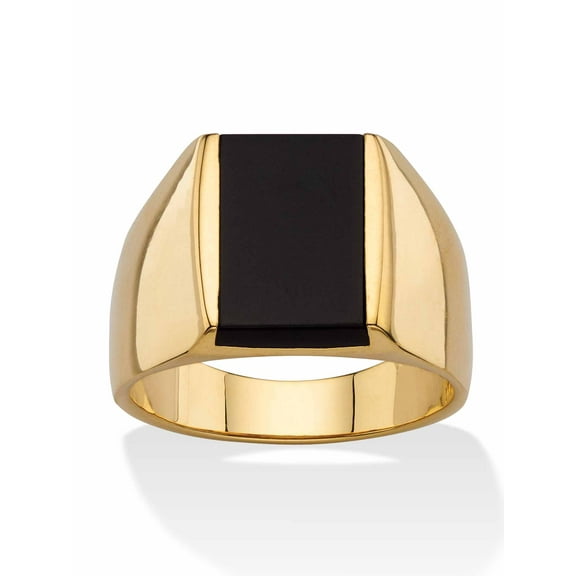 PalmBeach Jewelry Men's Emerald-Cut Genuine Black Onyx Classic Ring Gold-Plated