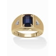 thumbnail image 1 of PalmBeach Jewelry Men's Emerald-Cut Genuine Garnet or Black Onyx, or Created Blue Sapphire and Diamond Accent Ring in 10k Gold, 1 of 6