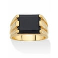 thumbnail image 1 of PalmBeach Jewelry Men's Emerald-Cut Simulated Black Onyx Rectangle Ring Gold-Plated, 1 of 5
