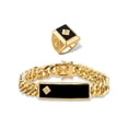 thumbnail image 1 of PalmBeach Jewelry Men's Genuine Black Onyx and Diamond Accent 2-Piece Ring and Curb-Link Bracelet Set 8" Gold-Plated, 1 of 5