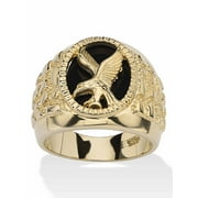 PALMBEACH JEWELRY Men's Onyx Eagle Nugget Ring in 4k Yellow Gold-Plated or Sterling Silver