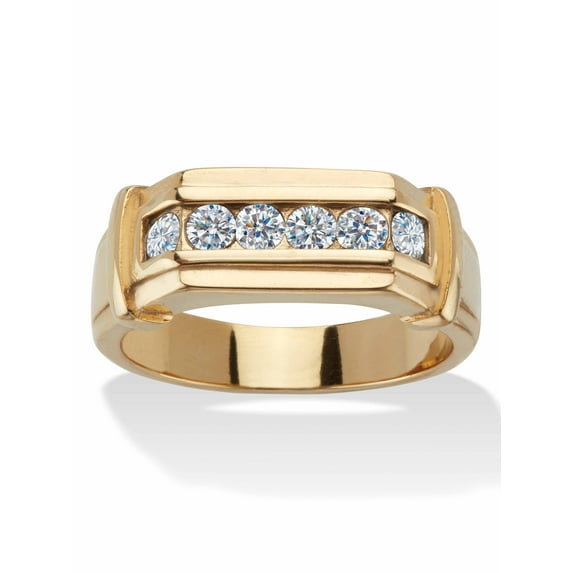 PalmBeach Jewelry Men's Pave Crystal Stainless Steel or Gold-Plated Stainless Steel Ring