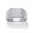 thumbnail image 1 of PalmBeach Jewelry Men's Pave Diamond Multi-Row Grid Ring 1/6 TCW in 18k Gold-Plated or Platinum-Plated Sterling Silver, 1 of 5