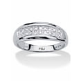 thumbnail image 1 of PalmBeach Jewelry Men's Pave Diamond Wedding Band 1/8 TCW in 18k Gold-Plated or Platinum-Plated Sterling Silver, 1 of 6