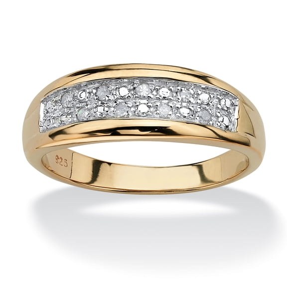Men's 1/8 Cttw. Pave Gold-Plated Sterling Silver Diamond Wedding Band