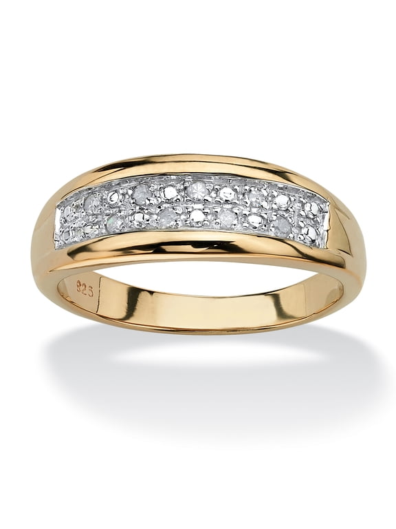Men's 1/8 Cttw. Pave Gold-Plated Sterling Silver Diamond Wedding Band