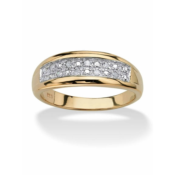 PalmBeach Jewelry Men's Pave Diamond Wedding Band 1/8 TCW in 18k Gold-Plated or Platinum-Plated Sterling Silver