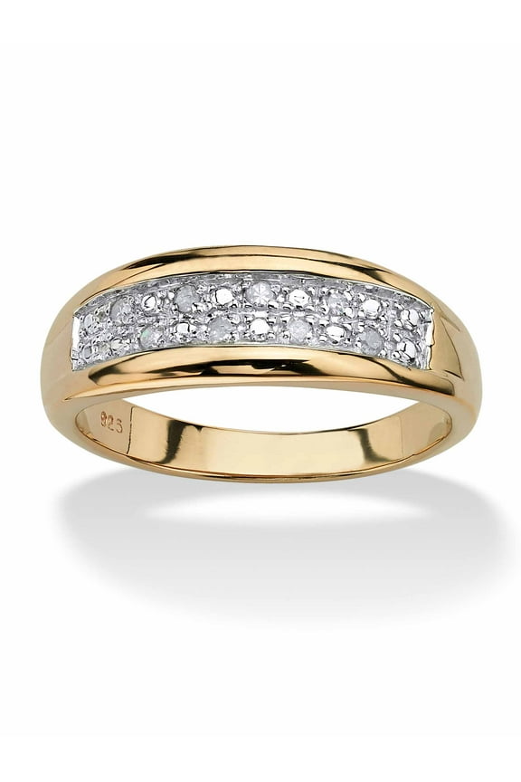 Men's Pave Diamond Wedding Band 1/8 TCW in 18k Gold-Plated or Platinum-Plated Sterling Silver