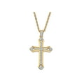 thumbnail image 1 of PalmBeach Jewelry Men's Round Crystal Cross Pendant (32mm) Necklace with Rope Chain in Goldtone 24", 1 of 2