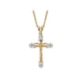 thumbnail image 1 of PalmBeach Jewelry Men's Round Crystal-Wrapped Crucifix Cross Pendant Necklace with Rope Chain in Goldtone 24", 1 of 2