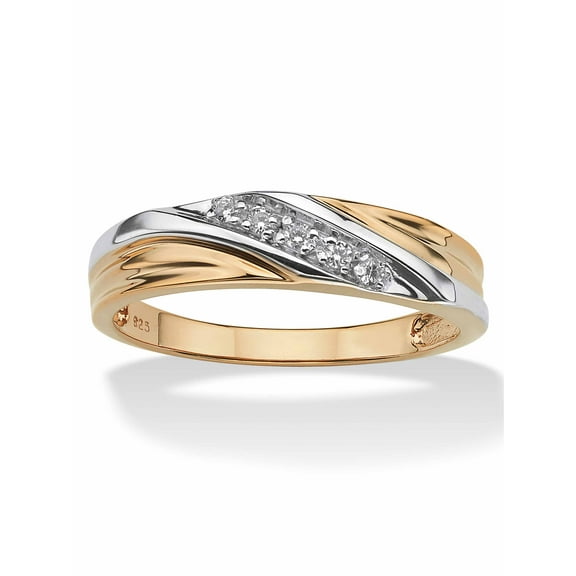 PalmBeach Jewelry Men's Round Cubic Zirconia Accent Wedding Band Ring, 5 Cubic Zirconia Stones