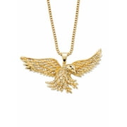 PalmBeach Jewelry Men's Round Cubic Zirconia Eagle Pendant Necklace 1 TCW Gold-Plated 20" or 24"