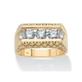 thumbnail image 1 of PalmBeach Jewelry Men's Round Cubic Zirconia Stippled Bridge Ring 2.50 TCW in Solid 10k Yellow Gold, 1 of 4