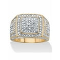 thumbnail image 1 of Men's Round Cut Diamond Grid Ring 1/10 TCW  Two-Tone Gold-Plated Sterling Silver, 1 of 5