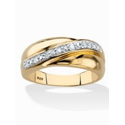 PalmBeach Jewelry Men's Round Diamond Wedding Band 1/10 TCW in Platinum or 18K Gold Plated Sterling Silver
