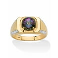 thumbnail image 1 of PalmBeach Jewelry Men's Round Genuine Mystic Fire Topaz and Cubic Zirconia Ring 2.70 TCW in 18k Gold-plated Sterling Silver, 1 of 5