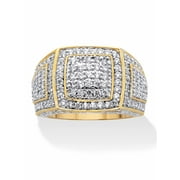 PALMBEACH JEWELRY Men's Round Pave' Cubic Zirconia Grid Style Ring 3.20 TCW 18K Gold-Plated or Platinum-Plated