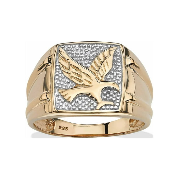PalmBeach Jewelry Men's Round Two-Tone Diamond Accent 18k Gold-plated Sterling Silver Eagle Ring