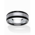 thumbnail image 1 of PalmBeach Jewelry Men's Satin and Brushed Two-Tone Ring in Stainless Steel and Black Ion-Plated Stainless Steel, 1 of 5