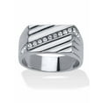 thumbnail image 1 of PalmBeach Jewelry Men's Stainless Steel or Gold Ion-Plated Stainless Steel Diagonal Pave Crystal Ring, 1 of 5