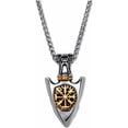 thumbnail image 1 of PalmBeach Jewelry Men's Yellow Gold Ion-Plated Stainless Steel Antique Style Norse Viking Arrowhead Pendant Necklace 24 inch, 1 of 5