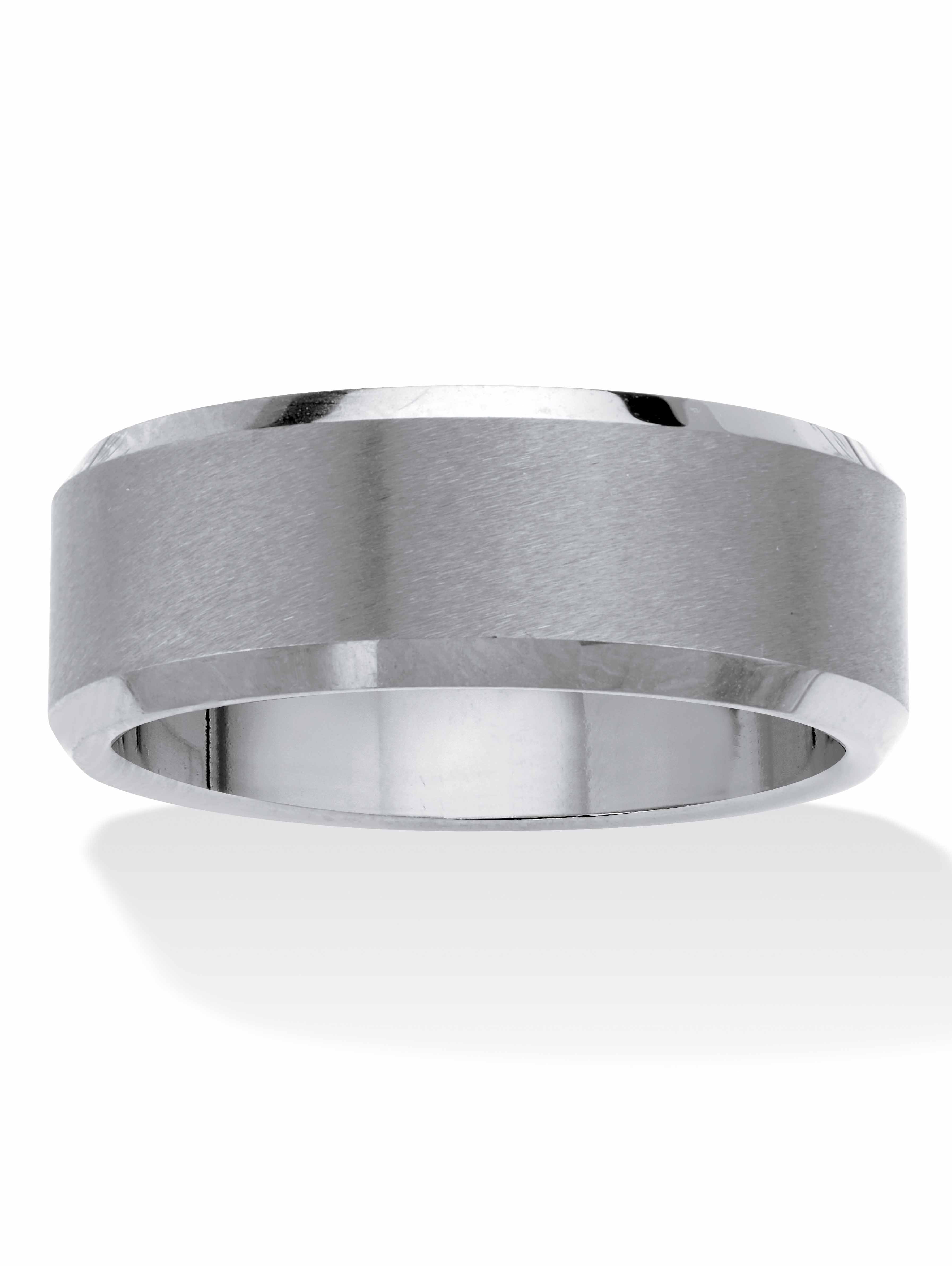 PalmBeach Jewelry Mens Tungsten Brushed Finish Bevel Edge Wedding Band (8mm) - Walmart.com