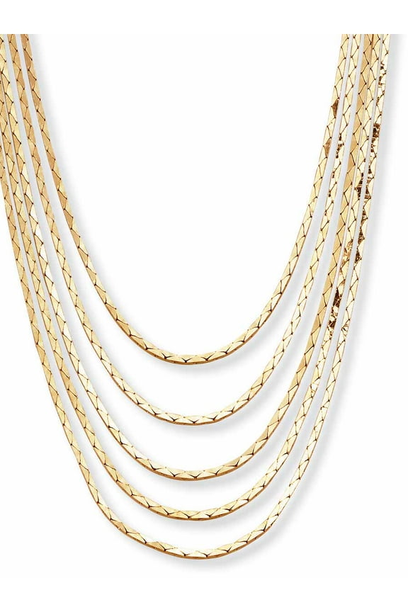 Multi-Strand Cobra-Link Waterfall Necklace in Yellow Goldtone 30"