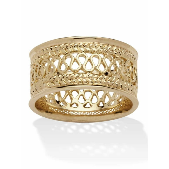 PalmBeach Jewelry Open Weave Decorative Ring in Platinum-Plated Sterling Silver or Gold-Plated