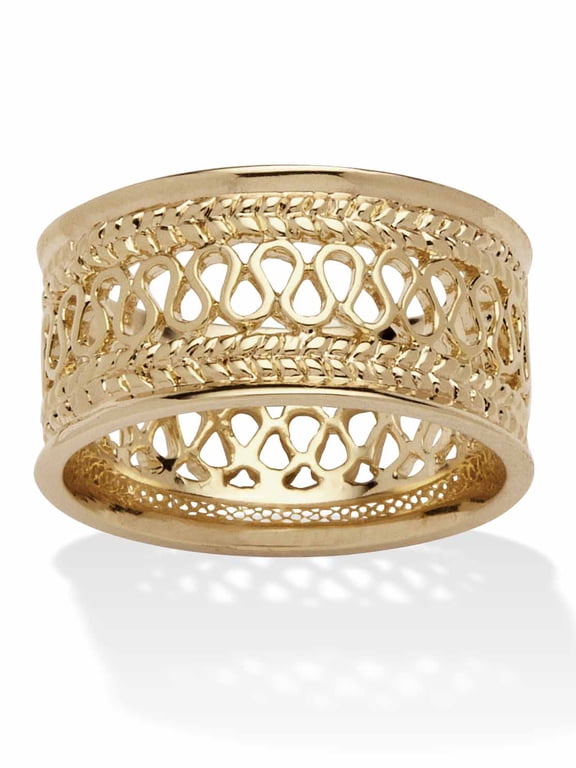 Open Weave Decorative Ring in Platinum-Plated Sterling Silver or Gold-Plated