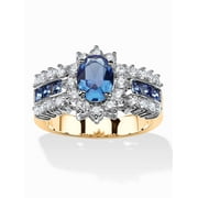 PalmBeach Jewelry Oval Crystal and CZ Two-Tone Halo Cocktail Ring in Gold-Plated