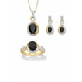 thumbnail image 1 of PalmBeach Jewelry Oval-Cut Genuine Black Onyx and Diamond Accent Necklace, Earring and Ring Set in 18k Gold-plated Sterling Silver 18", 1 of 7